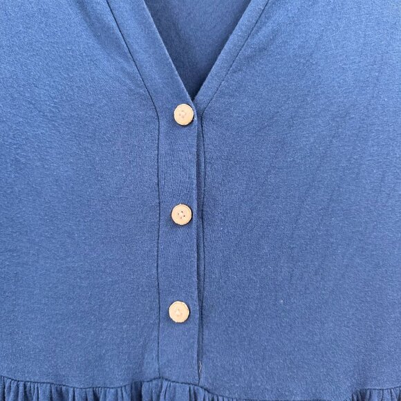 Allegra K Plus Size 4X Blue Long Sleeve Lace Panel V-Neck Tunic Top Button Boho - Picture 6 of 11